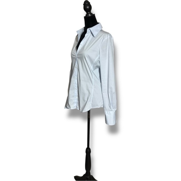 Zara Light Baby Blue Lightweight Long Sleeve Fitted Button Down Shirt - Picture 3 of 15